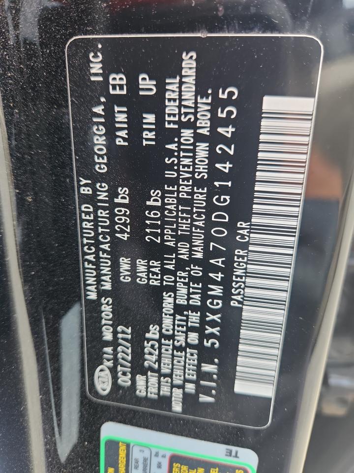 2013 Kia Optima Lx VIN: 5XXGM4A70DG142455 Lot: 64082135