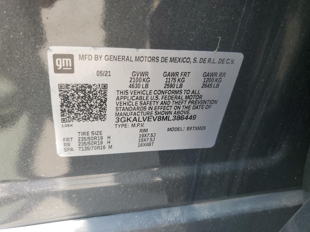 2021 GMC Terrain Slt VIN: 3GKALVEV8ML386449 Lot: 64331045