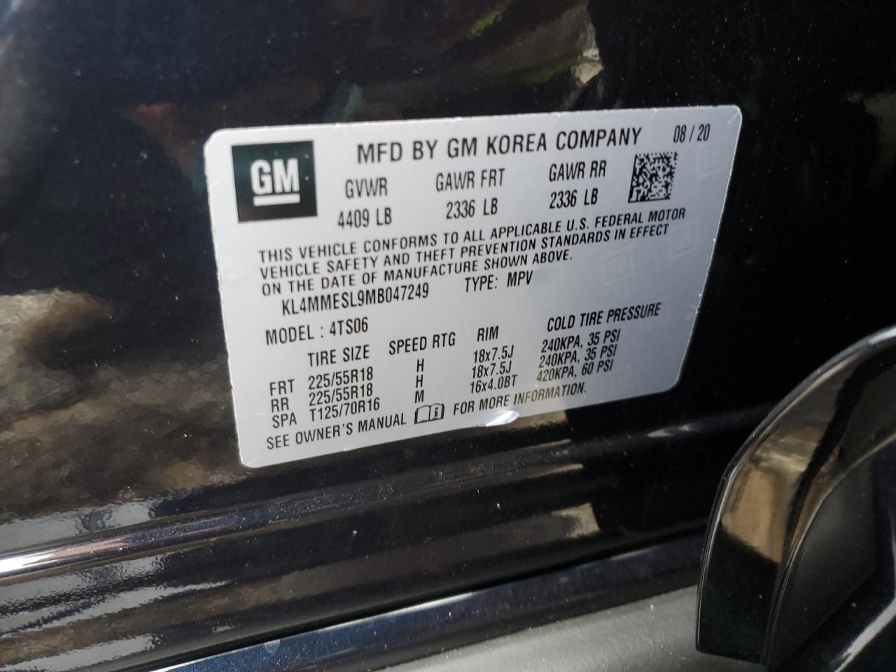 kl4mmesl9mb047249 KL4MMESL9MB047249 2021 Buick Encore Gx Select