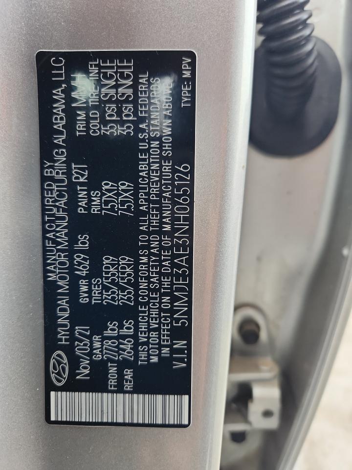 2022 Hyundai Tucson Limited VIN: 5NMJE3AE3NH065126 Lot: 60953465