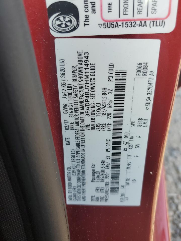 3FADP4BJ7HM114943 2017 Ford Fiesta Se