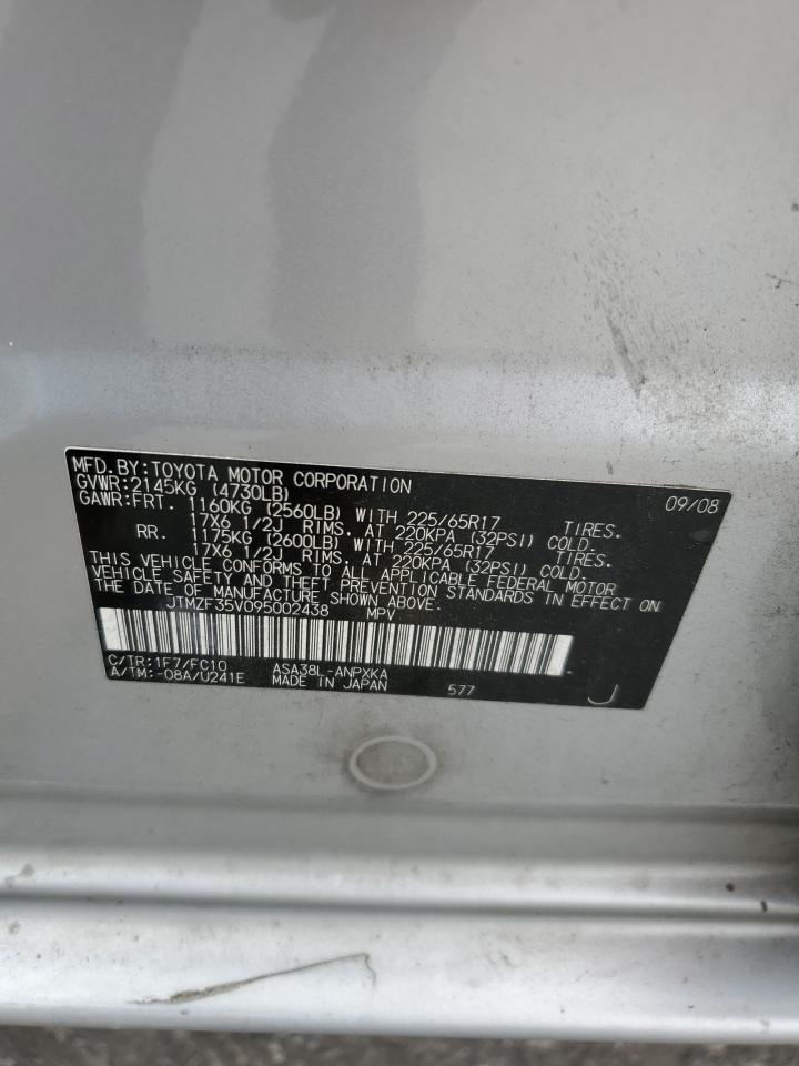 2009 Toyota Rav4 VIN: JTMZF35V095002438 Lot: 66909125
