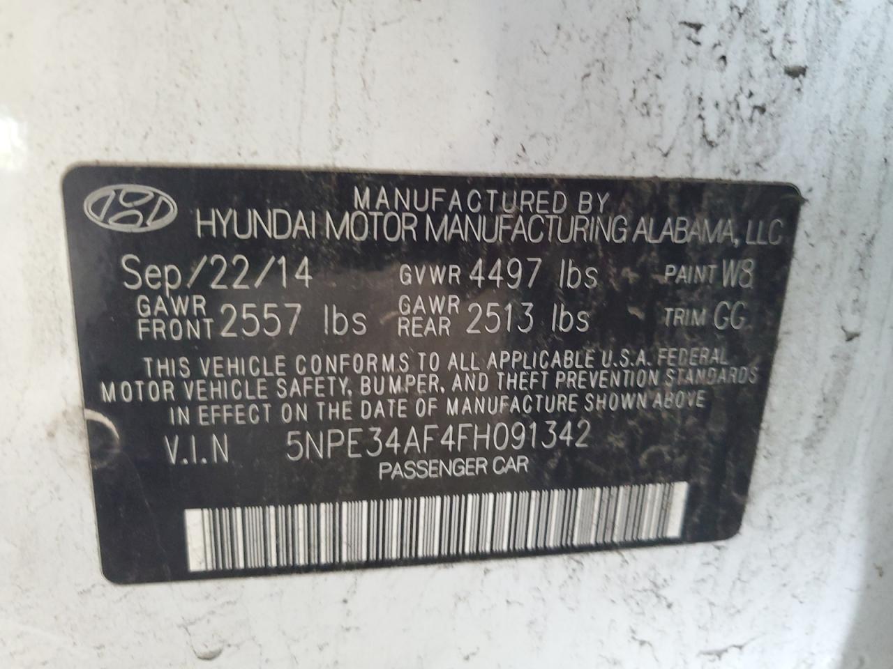2015 Hyundai Sonata Sport VIN: 5NPE34AF4FH091342 Lot: 64608685