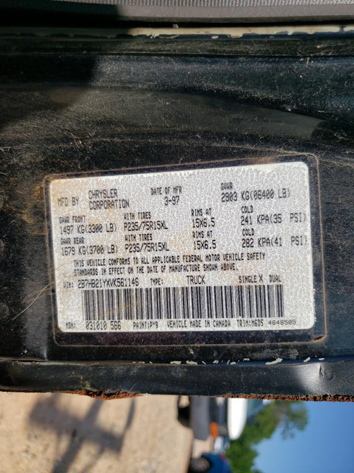 1997 Dodge Ram Van B2500 VIN: 2B7HB21YXVK561146 Lot: 64240635
