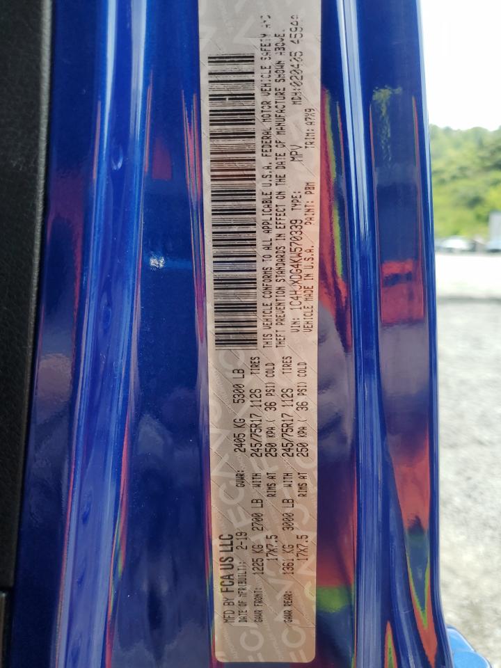 2019 Jeep Wrangler Unlimited Sport VIN: 1C4HJXDG4KW570339 Lot: 64473925