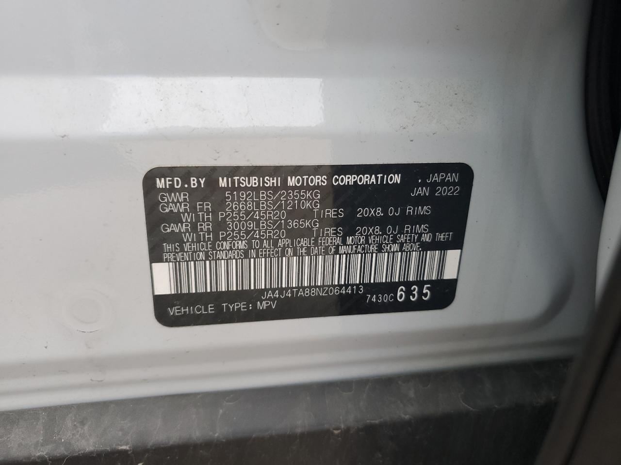 2022 Mitsubishi Outlander Es VIN: JA4J4TA88NZ064413 Lot: 64455775