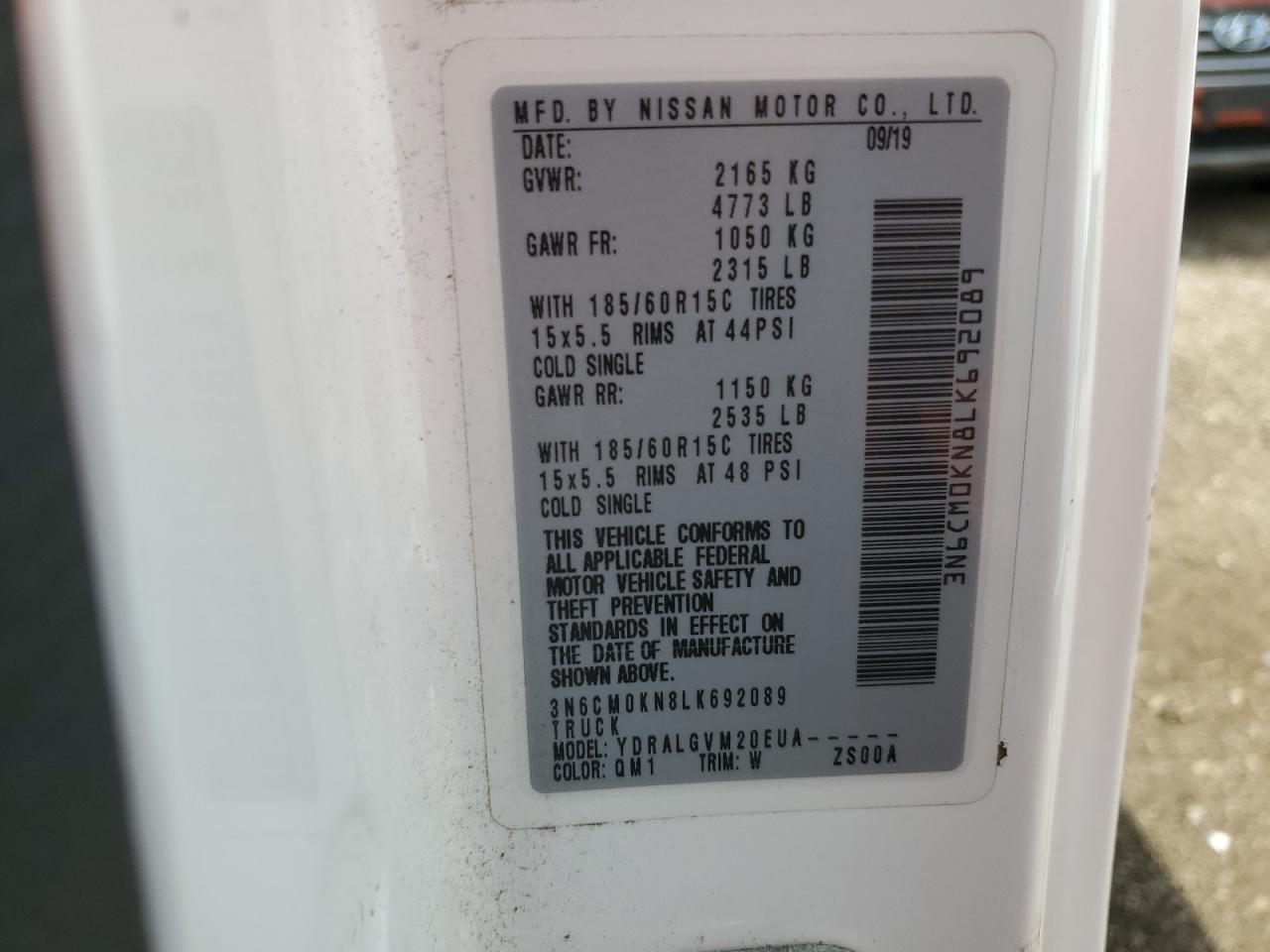 2020 Nissan Nv200 2.5S VIN: 3N6CM0KN8LK692089 Lot: 64580805