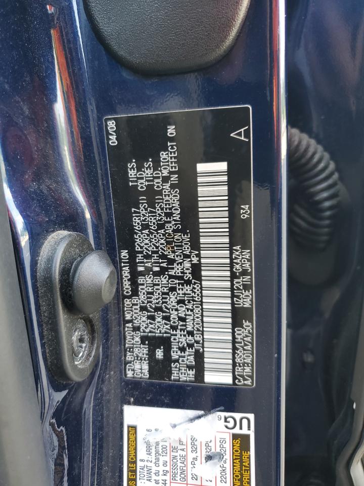 2008 Lexus Gx 470 VIN: JTJBT20XX80165667 Lot: 64943085