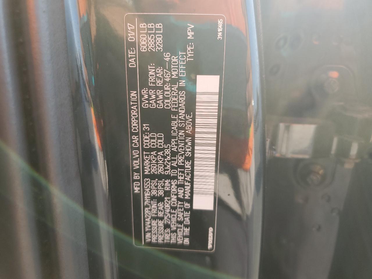 2017 Volvo Xc90 T6 VIN: YV4A22PL7H1164553 Lot: 66328035