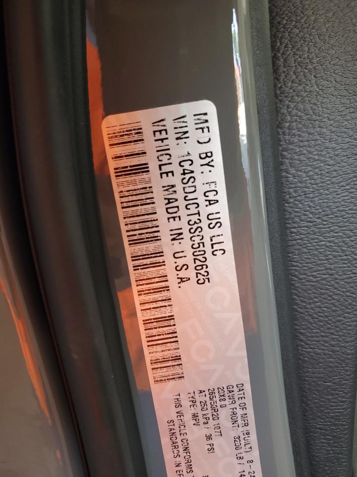 2025 Dodge Durango R/T VIN: 1C4SDJCT3SC502625 Lot: 65033205