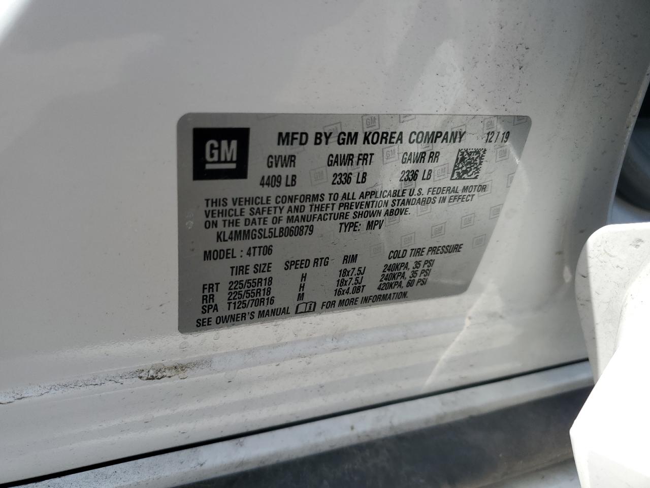 2020 Buick Encore Gx Essence VIN: KL4MMGSL5LB060879 Lot: 64851785