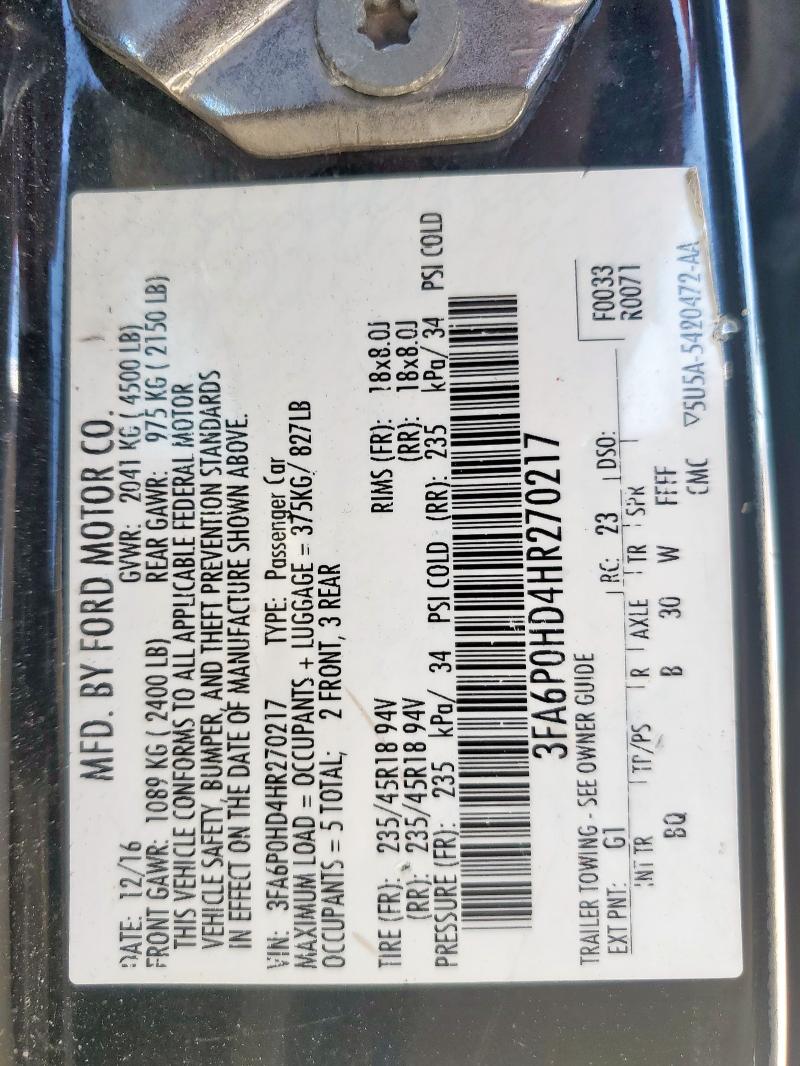 2017 FORD FUSION SE