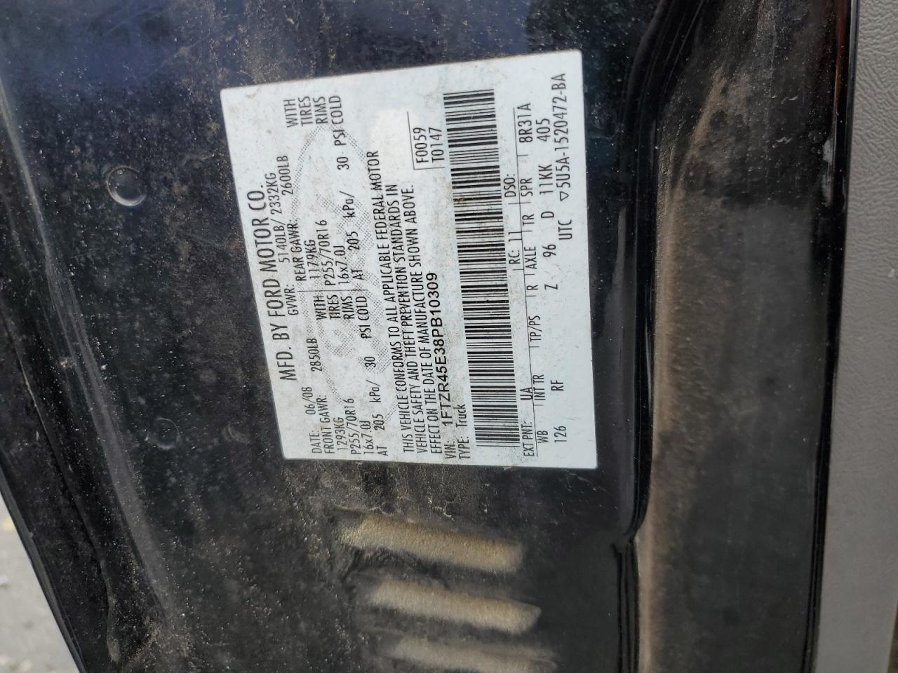 2008 Ford Ranger Super Cab VIN: 1FTZR45E38PB10309 Lot: 64037975