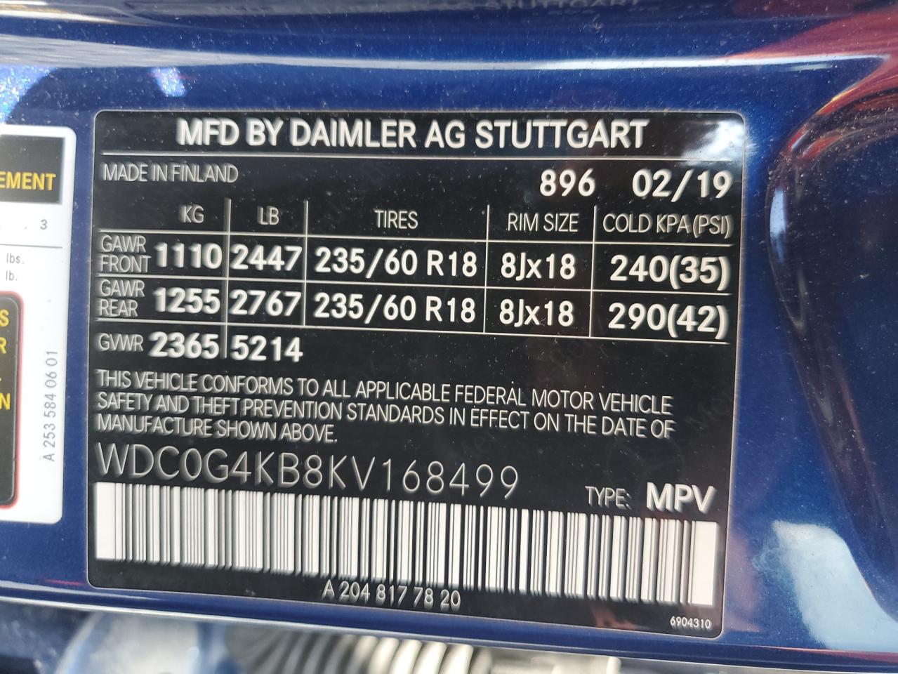 2019 Mercedes-Benz Glc 300 4Matic VIN: WDC0G4KB8KV168499 Lot: 63550645