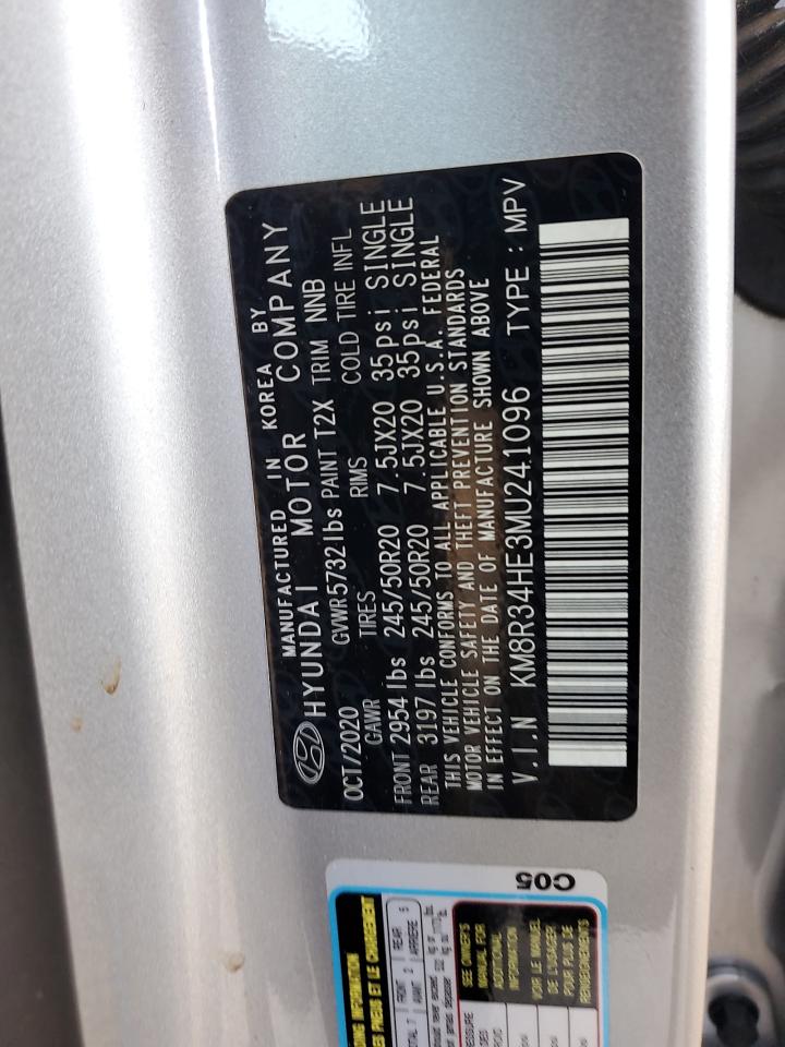 2021 Hyundai Palisade Sel VIN: KM8R34HE3MU241096 Lot: 64793585