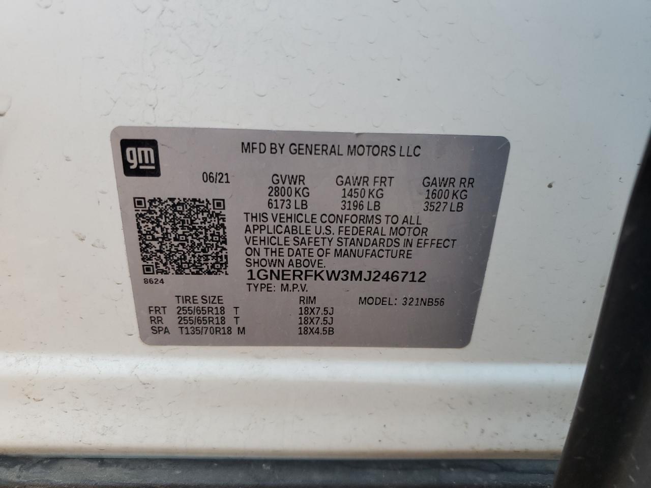 2021 Chevrolet Traverse Ls VIN: 1GNERFKW3MJ246712 Lot: 63337355