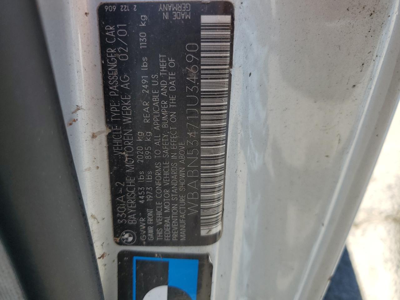 wbabn53471ju34690 WBABN53471JU34690 2001 BMW 330 Ci