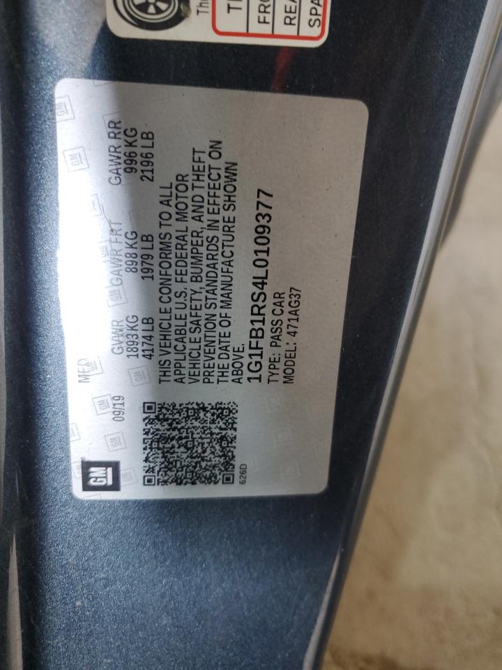 2020 Chevrolet Camaro Ls VIN: 1G1FB1RS4L0109377 Lot: 64010335