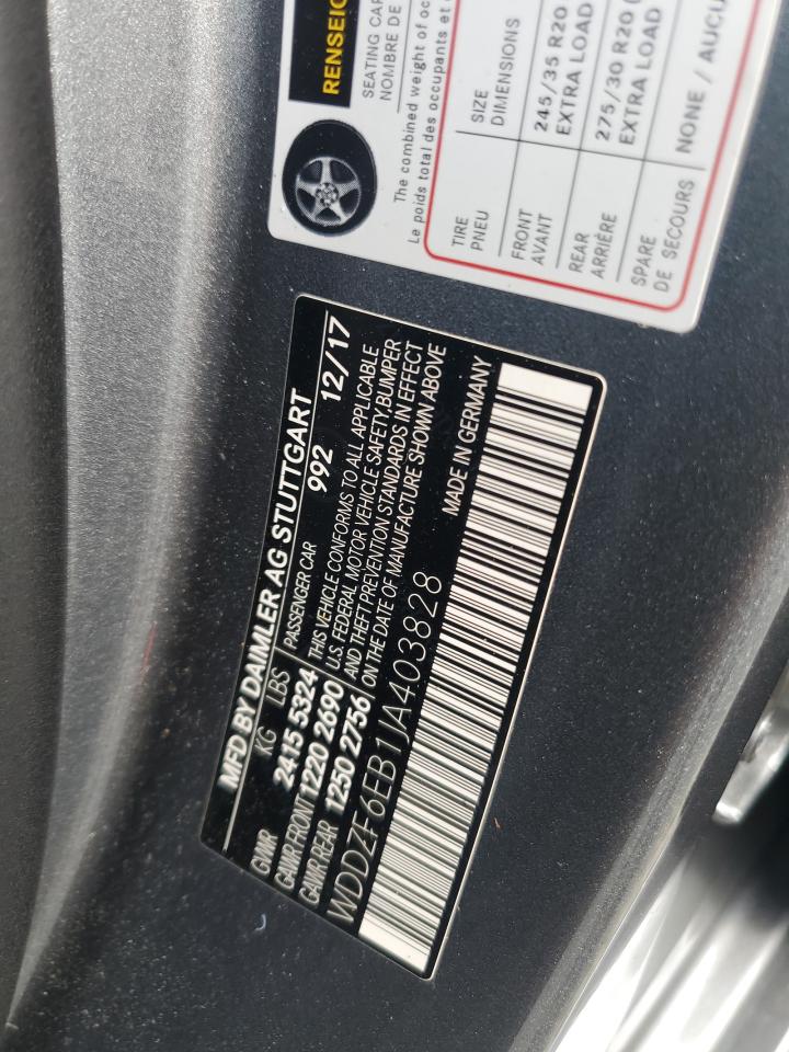 2018 Mercedes-Benz E 43 4Matic Amg VIN: WDDZF6EB1JA403828 Lot: 64427845