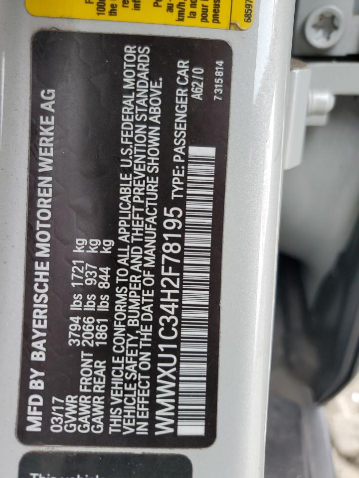 2017 Mini Cooper VIN: WMWXU1C34H2F78195 Lot: 63978015