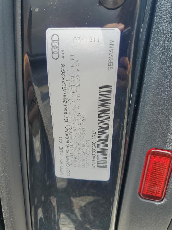 2021 Audi A5 Premium Plus 45 VIN: WAUFACF53MA043532 Lot: 64193975