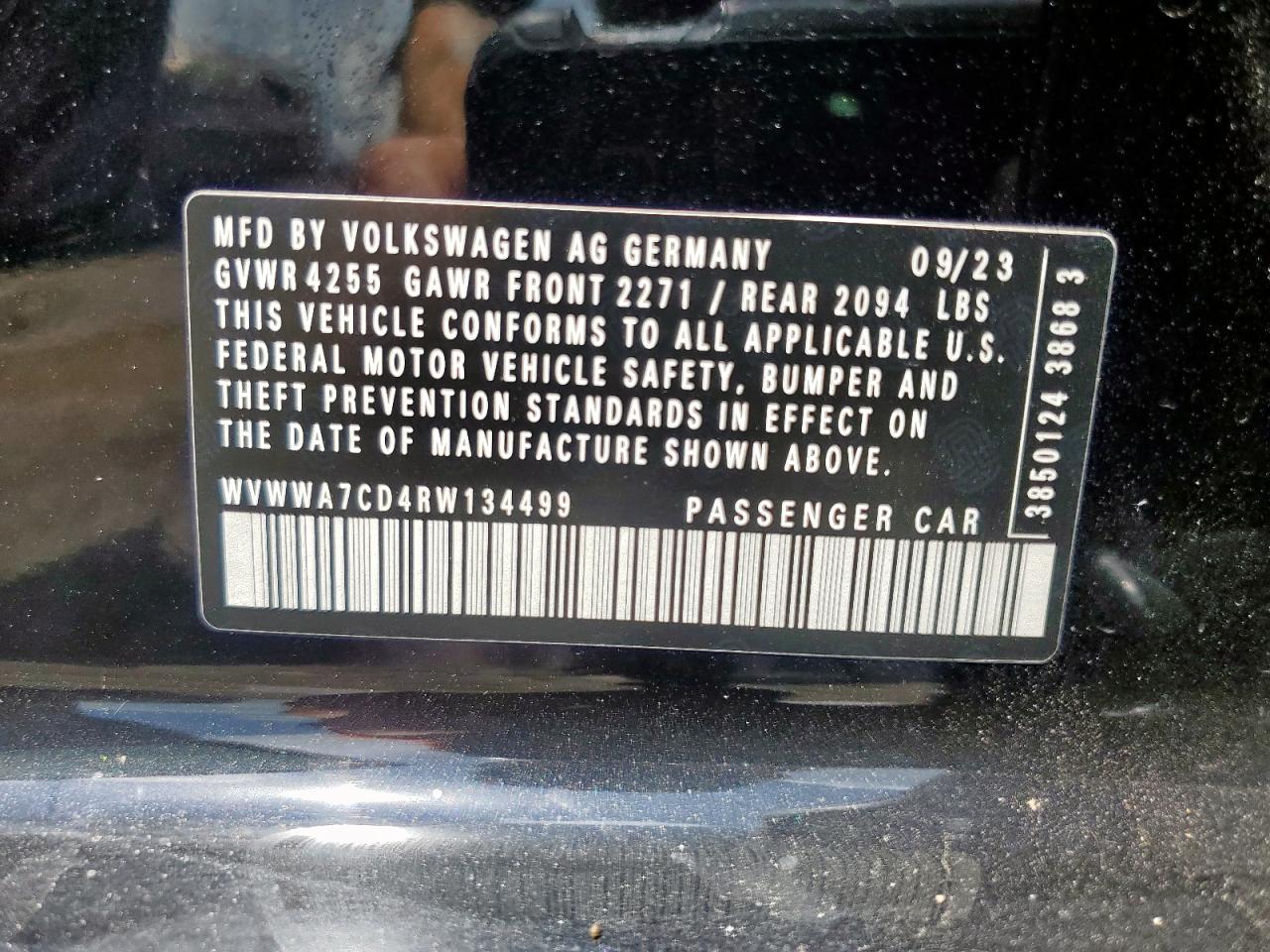 2024 Volkswagen Gti Autobahn VIN: WVWWA7CD4RW134499 Lot: 64719725