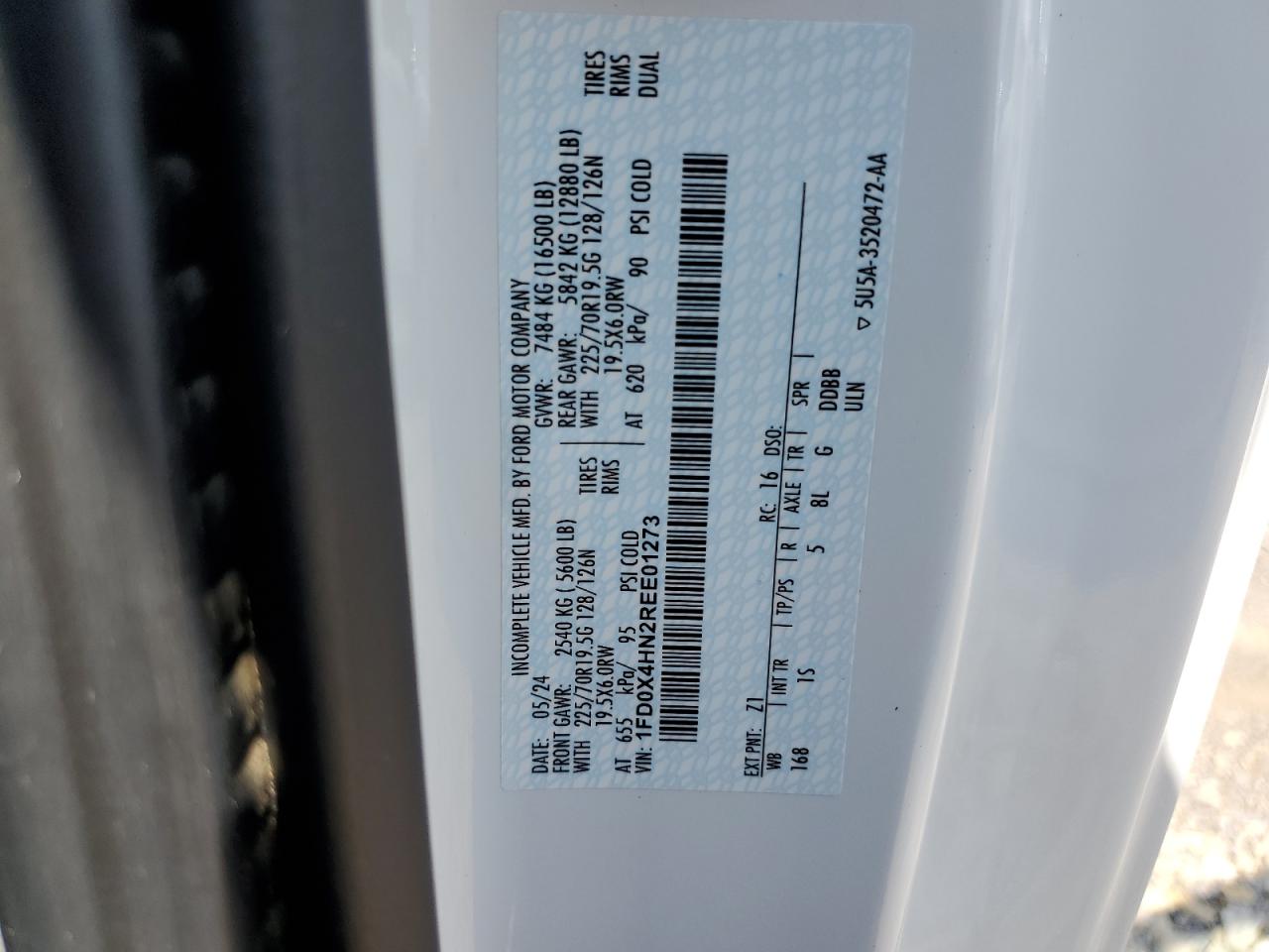 2024 Ford F450 Super Duty VIN: 1FD0X4HN2REE01273 Lot: 62710285