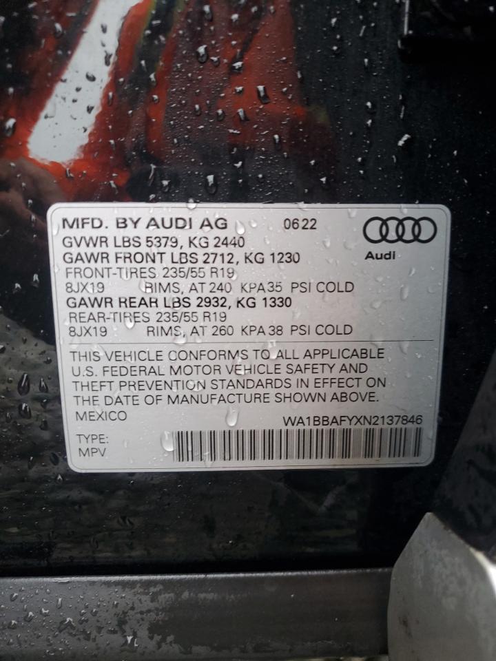 2022 Audi Q5 Premium Plus 40 VIN: WA1BBAFYXN2137846 Lot: 64076165