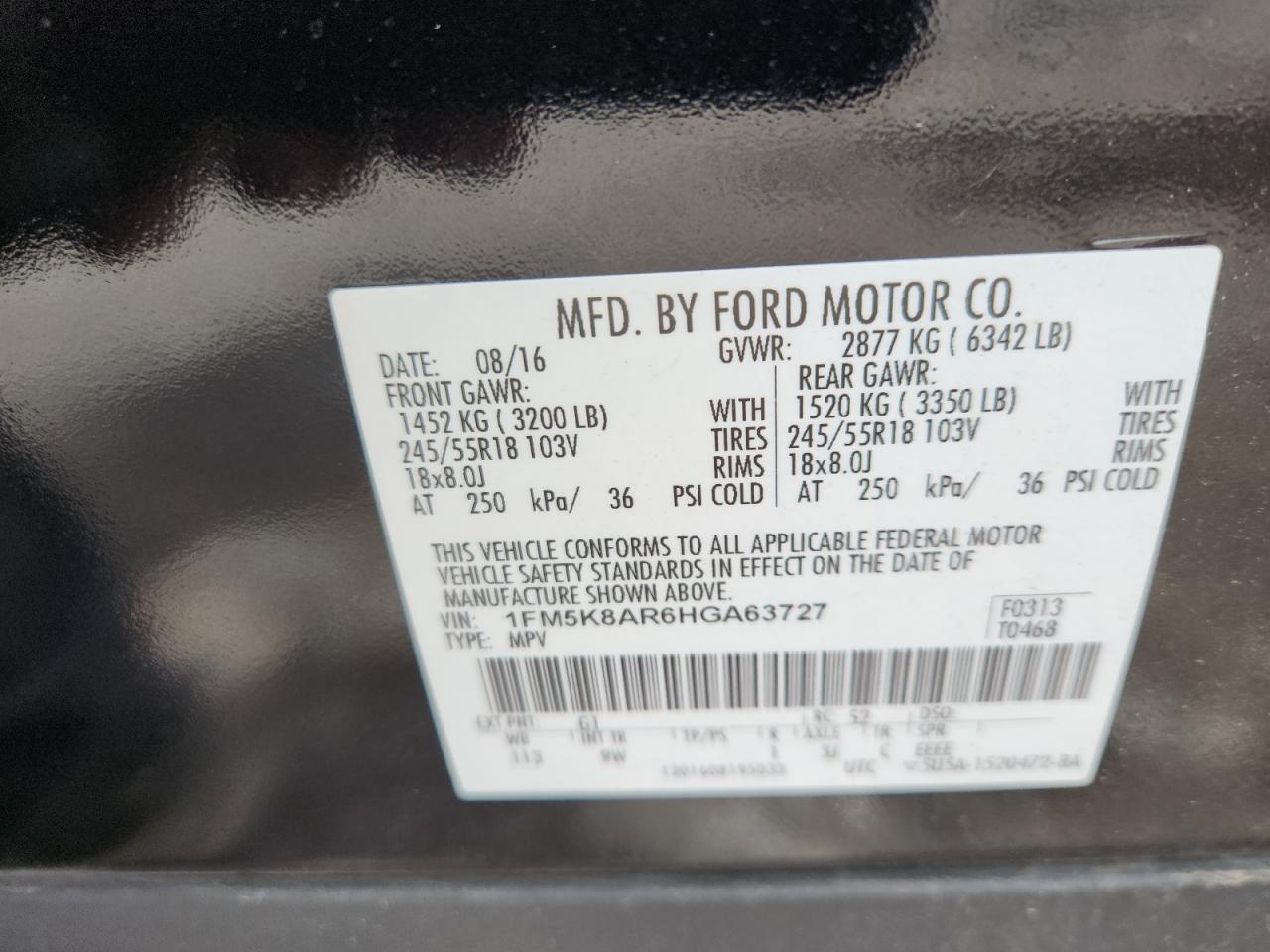 2017 Ford Explorer Police Interceptor VIN: 1FM5K8AR6HGA63727 Lot: 63182595