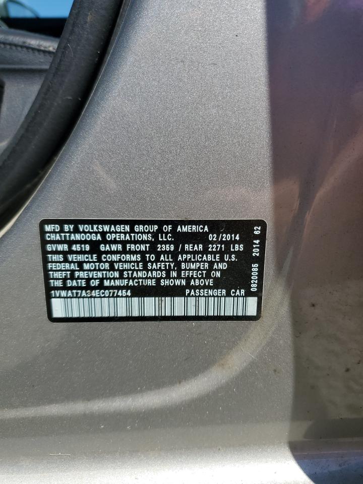 2014 Volkswagen Passat S VIN: 1VWAT7A34EC077454 Lot: 64864775