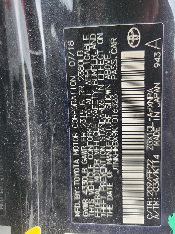 2019 Toyota C-Hr Xle VIN: JTNKHMBX9K1016323 Lot: 64490995