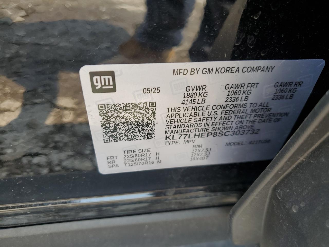 2025 Chevrolet Trax 1Lt VIN: KL77LHEP8SC303732 Lot: 67251985