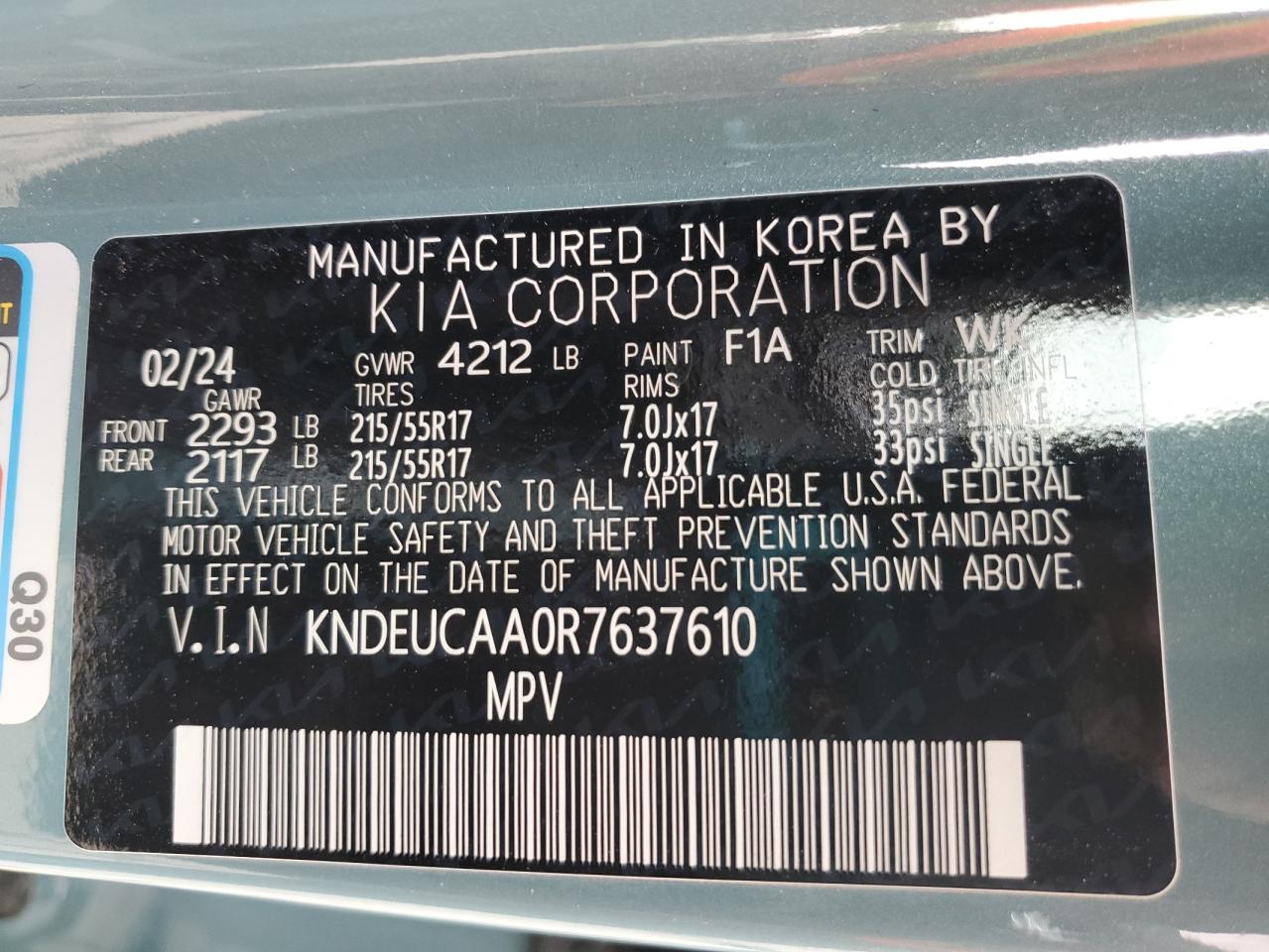 2024 Kia Seltos S VIN: KNDEUCAA0R7637610 Lot: 65571175