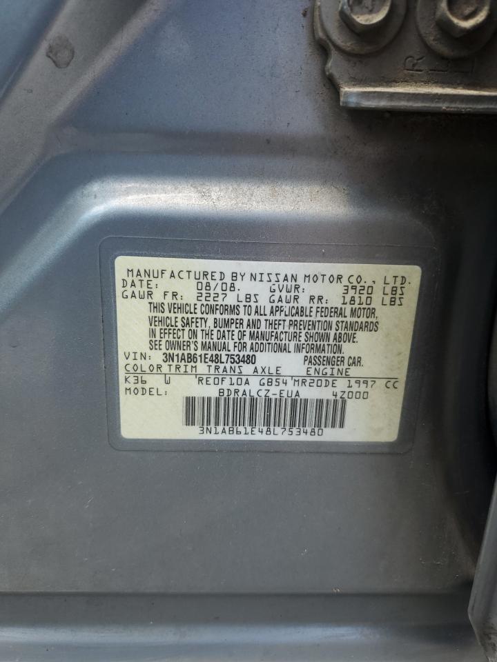 2008 Nissan Sentra 2.0 VIN: 3N1AB61E48L753480 Lot: 64143255