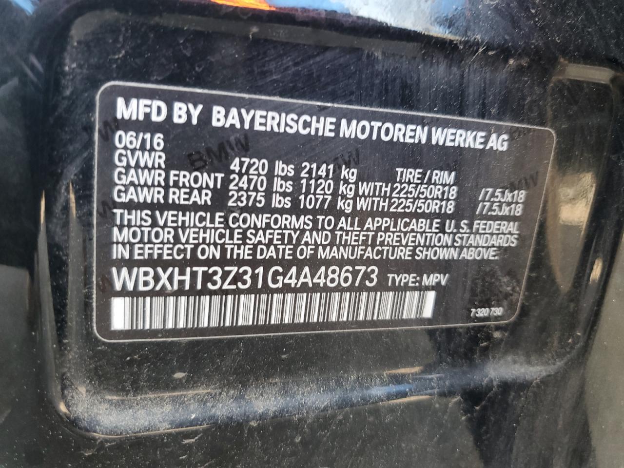 2016 BMW X1 xDrive28I VIN: WBXHT3Z31G4A48673 Lot: 62944255