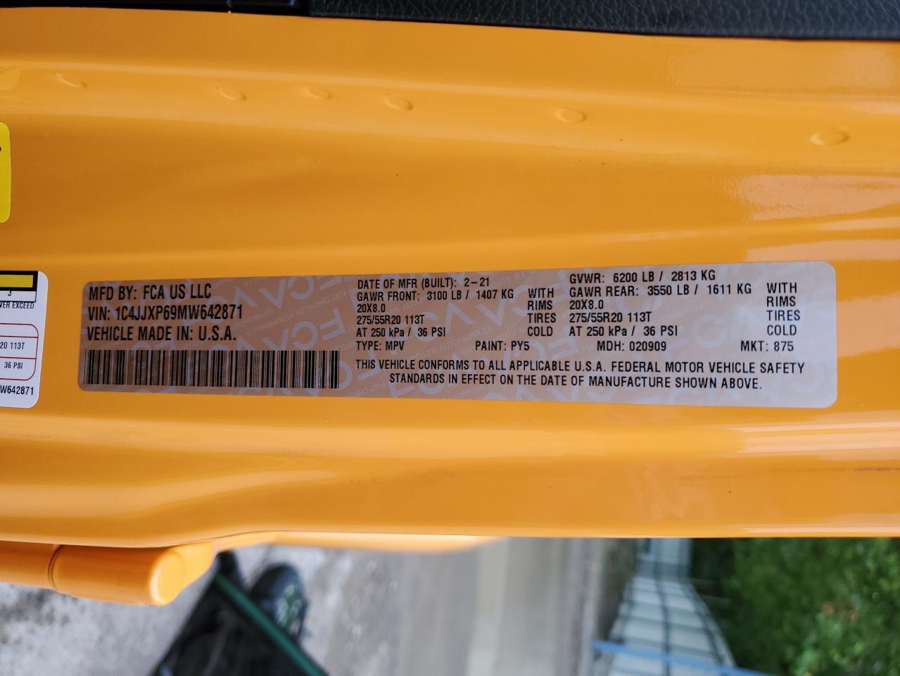 2021 Jeep Wrangler Unlimited Sahara 4Xe VIN: 1C4JJXP69MW642871 Lot: 64127415