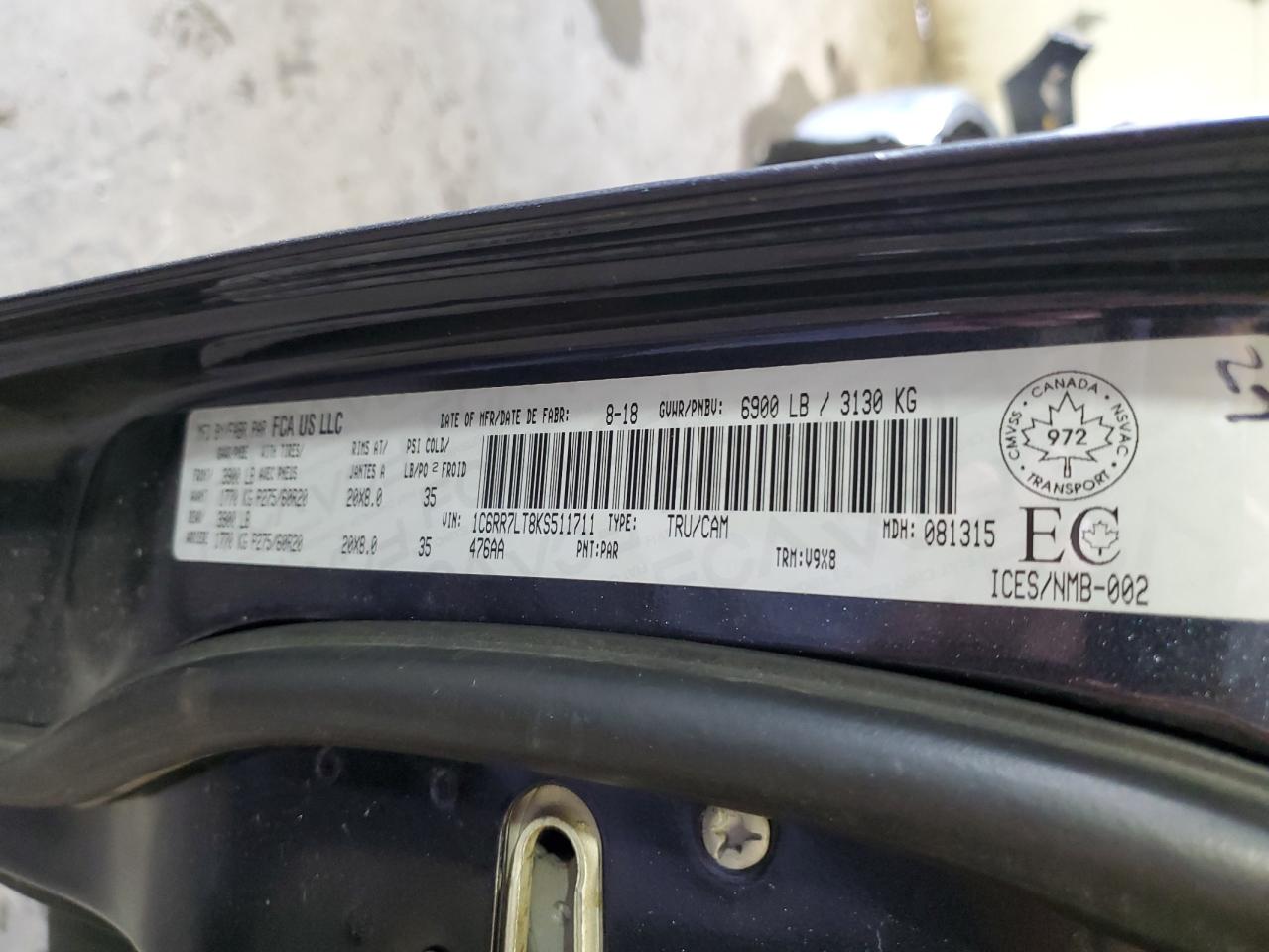 2019 Ram 1500 Classic Slt VIN: 1C6RR7LT8KS511711 Lot: 66070785