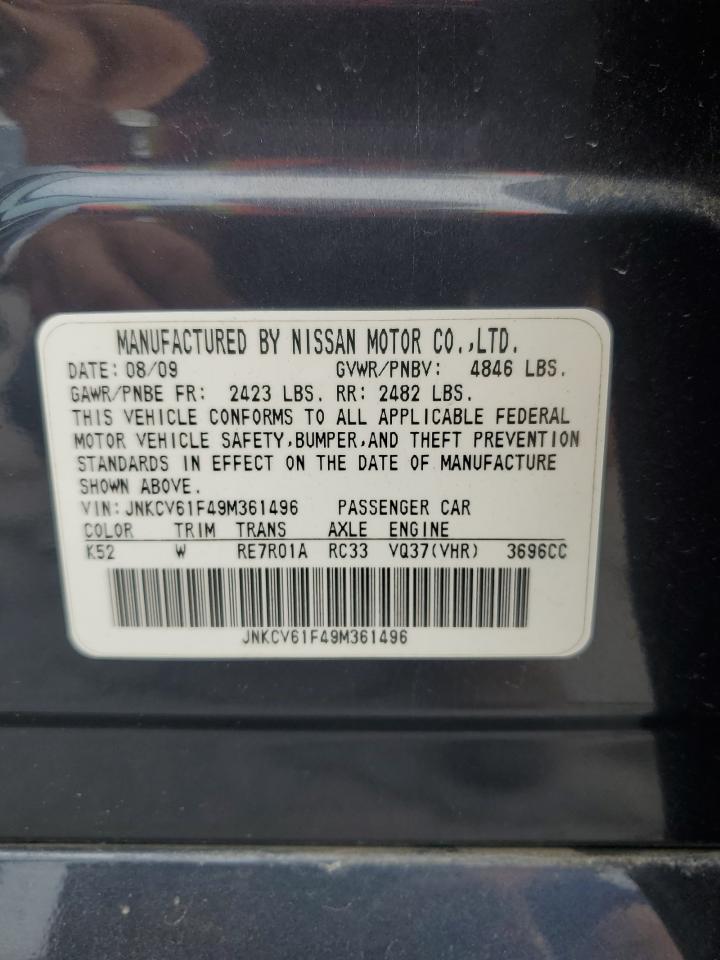 2009 Infiniti G37 VIN: JNKCV61F49M361496 Lot: 65211165