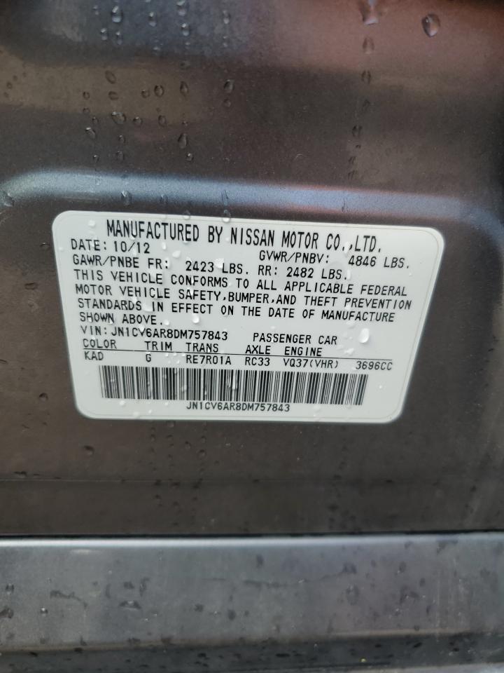 2013 Infiniti G37 VIN: JN1CV6AR8DM757843 Lot: 63781035