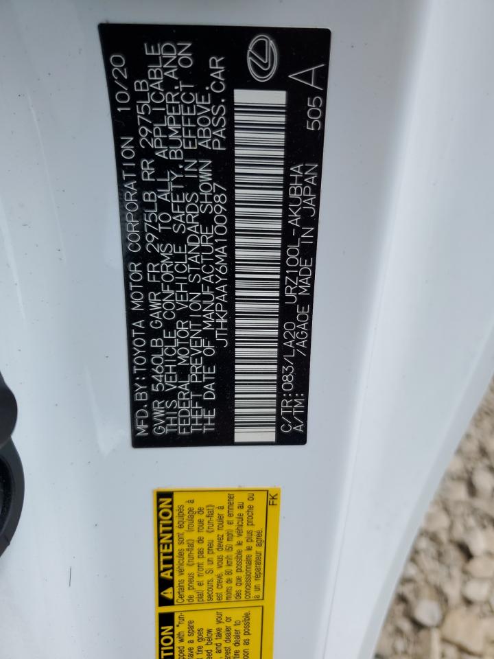 2021 Lexus Lc 500 VIN: JTHKPAAY6MA100987 Lot: 64693655