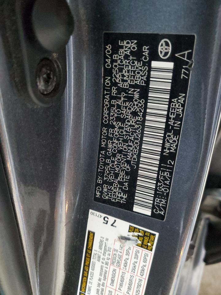 2006 Toyota Prius VIN: JTDKB20U263184236 Lot: 64280275
