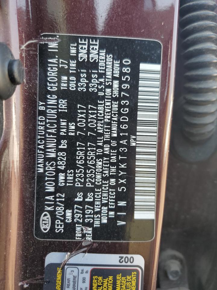 2013 Kia Sorento Lx VIN: 5XYKT3A16DG379580 Lot: 64633805