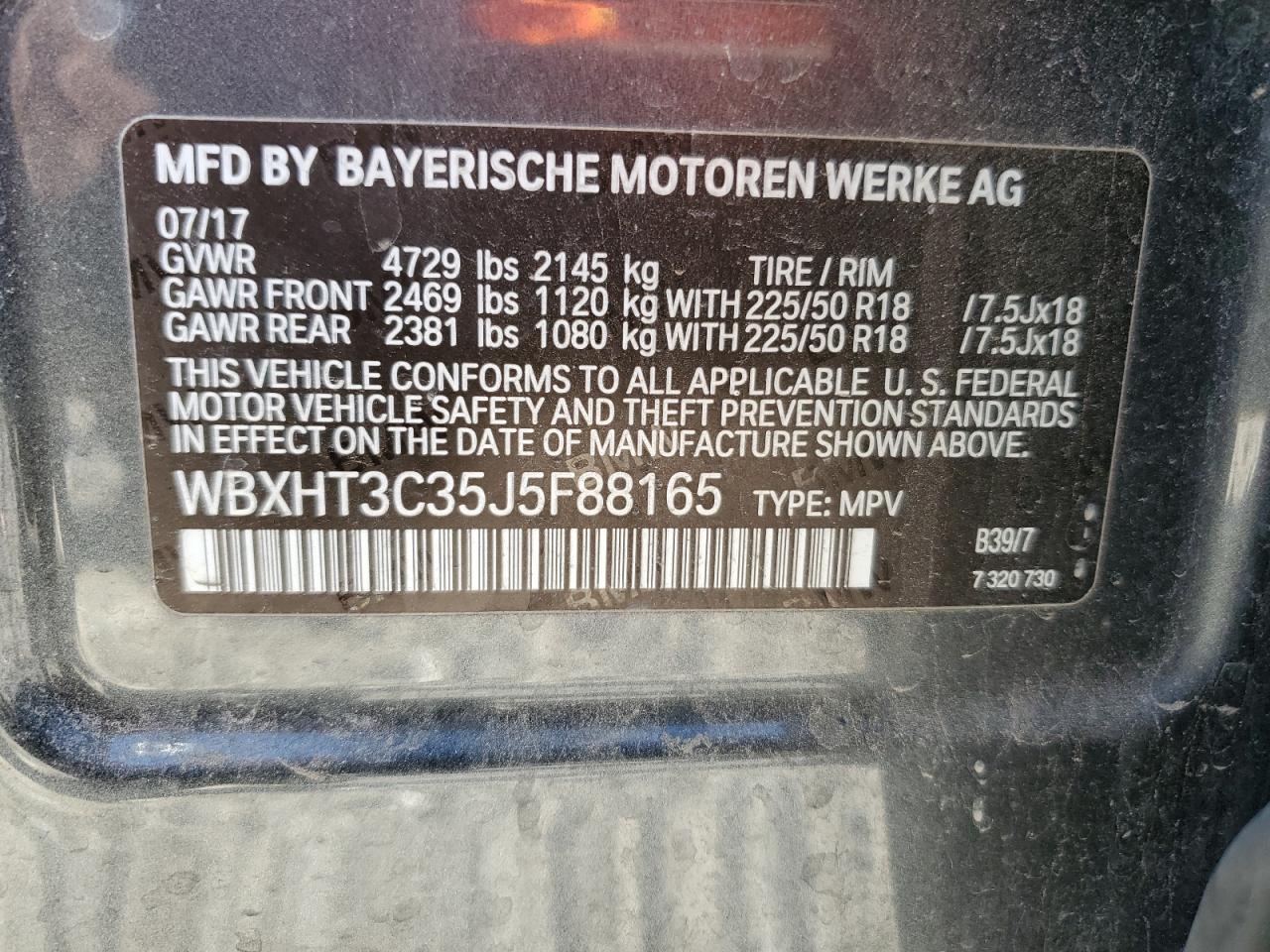 2018 BMW X1 xDrive28I VIN: WBXHT3C35J5F88165 Lot: 66009165