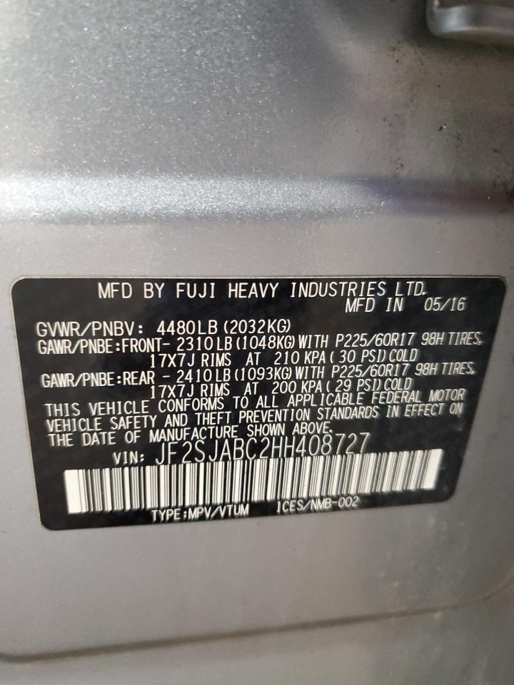 2017 Subaru Forester 2.5I VIN: JF2SJABC2HH408727 Lot: 63806945