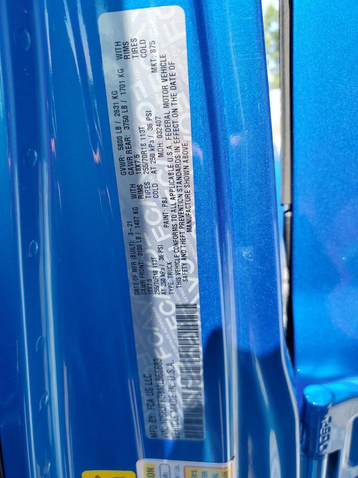 2021 Jeep Gladiator Overland VIN: 1C6HJTFG8ML566683 Lot: 63577685