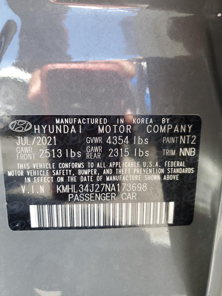 2022 Hyundai Sonata Limited VIN: KMHL34J27NA173698 Lot: 63327245