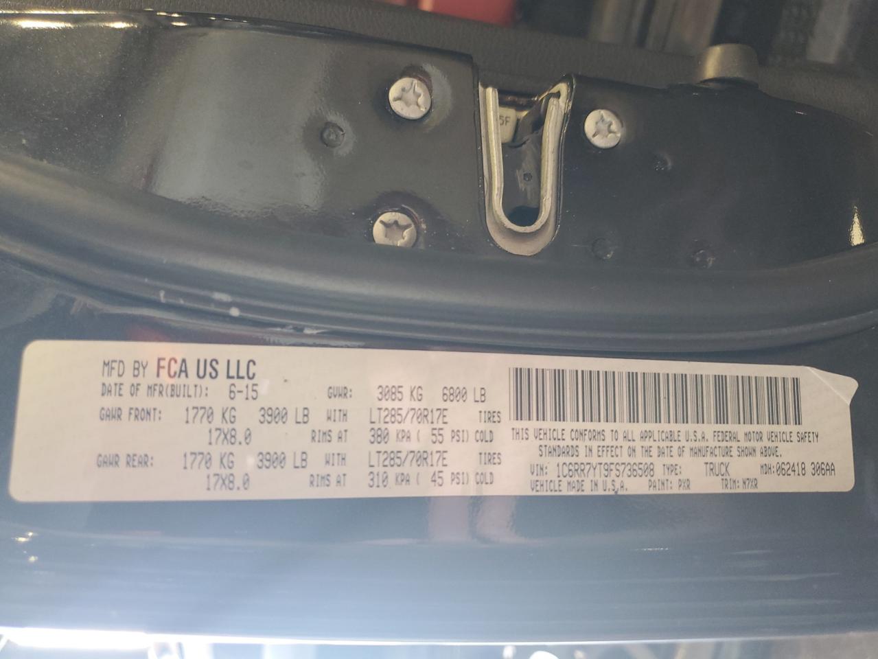 2015 Ram 1500 Rebel VIN: 1C6RR7YT9FS736508 Lot: 65066025