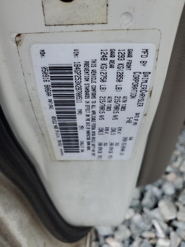 2002 Dodge Caravan Se VIN: 1B4GP253X2B700511 Lot: 65169105