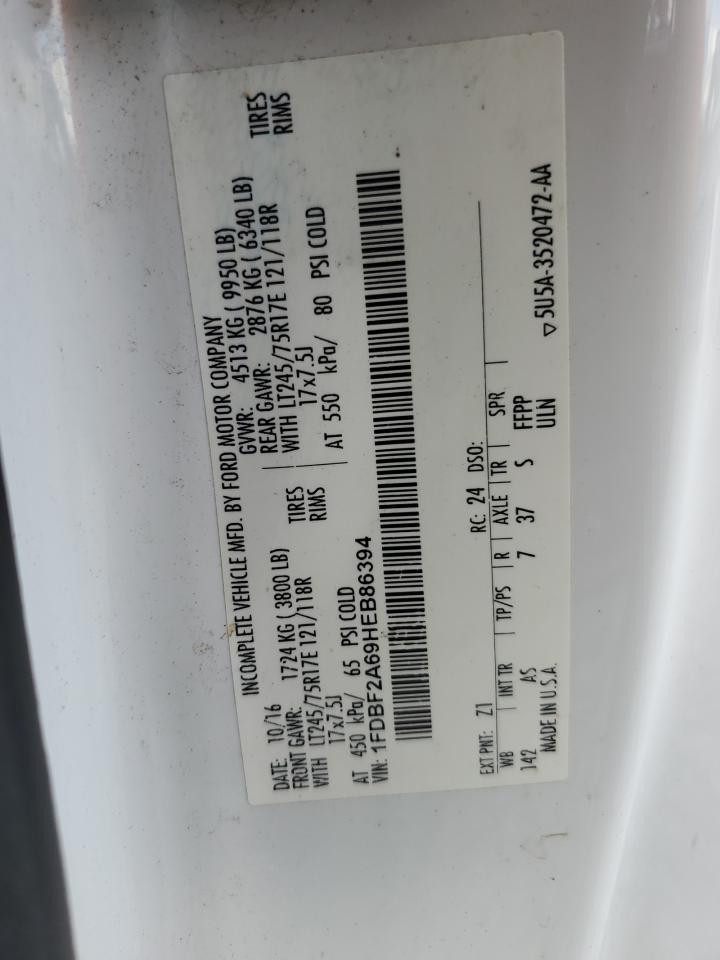 2017 Ford F250 Super Duty VIN: 1FDBF2A69HEB86394 Lot: 65029855