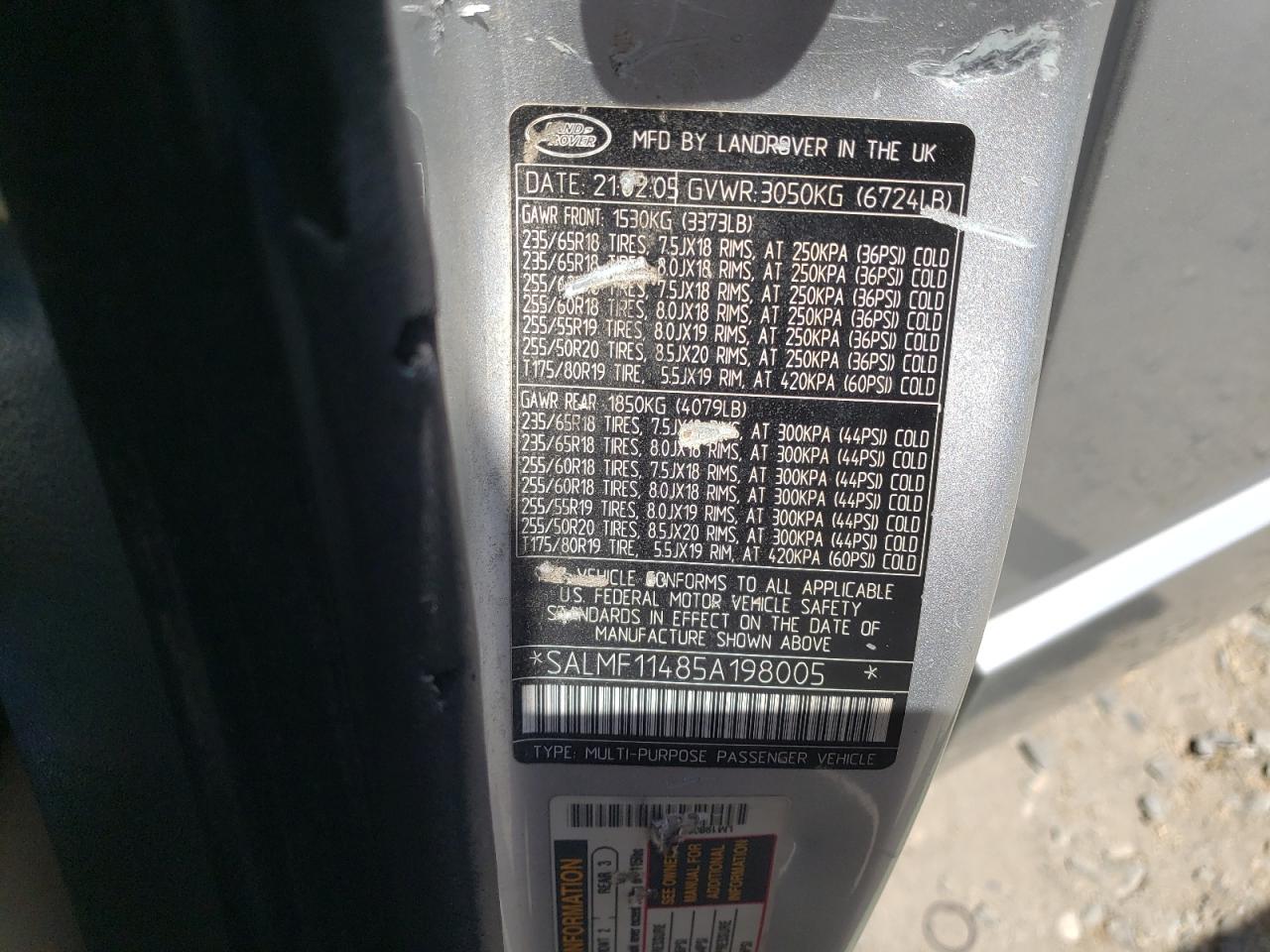 SALMF11485A198005 2005 Land Rover Range Rover Hse